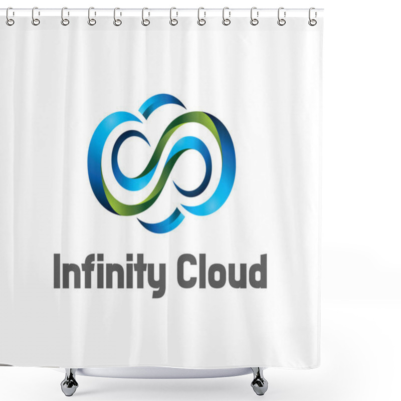 Personality  Infinity Cloud Logo Design Vector. Cloud Logo Template. 3D Cloud Symbol. Shower Curtains