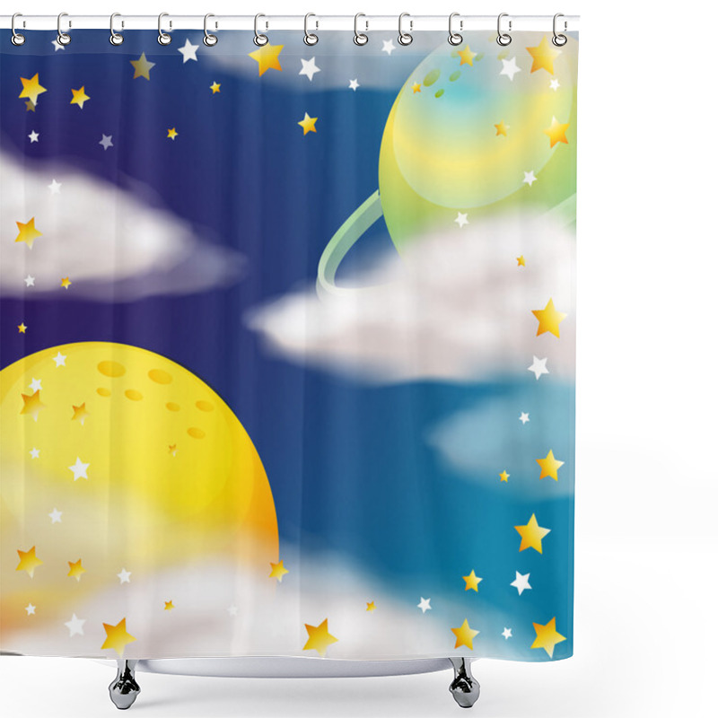 Personality  Space Scene With Planets And Stars Shower Curtains