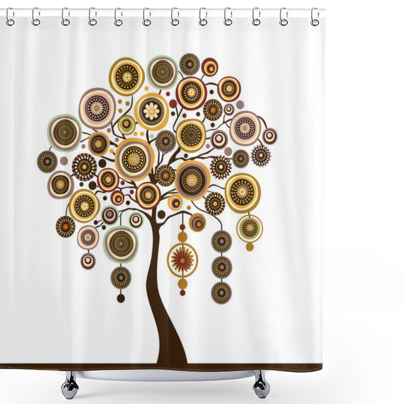 Personality  Stylized Vector Tree Shower Curtains