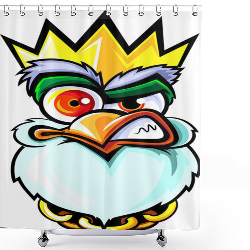 Personality  Angry King Rooster. Vector Illustration. Isolated On White Background Shower Curtains