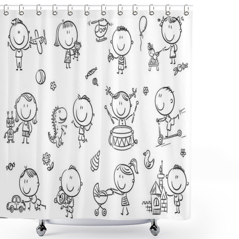 Personality  Kids Playing With Toys Shower Curtains