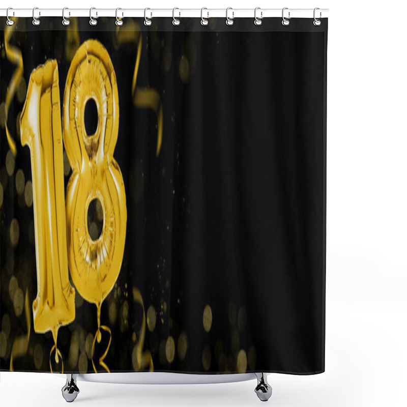 Personality  Golden Balloons With Copy Space - Number 18 Shower Curtains