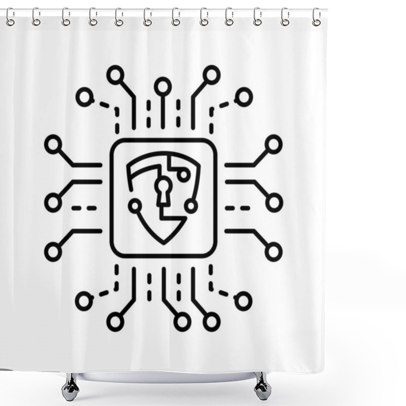 Personality  Blockchain Black Line Icon. Shower Curtains