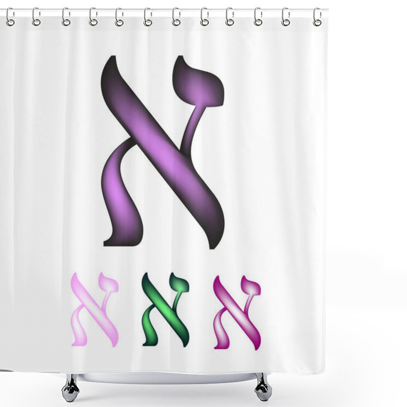 Personality  Hebrew Font. The Hebrew Language. The Letter Aleph. Vector Illustration On Isolated Background Shower Curtains