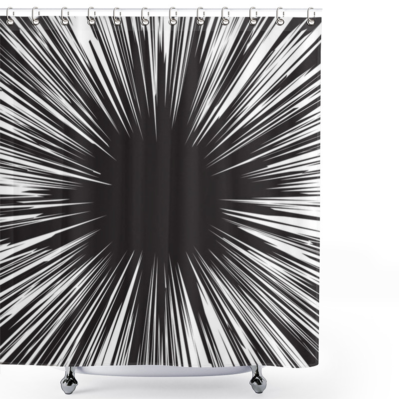 Personality  Comic Book Black And White Radial Lines Shower Curtains