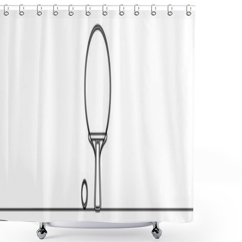 Personality  One Continuous Line Illustration Of A Tennis Racket And Ball, Isolated On White Background. Line Art Of A Tennis Racket And Ball Shower Curtains