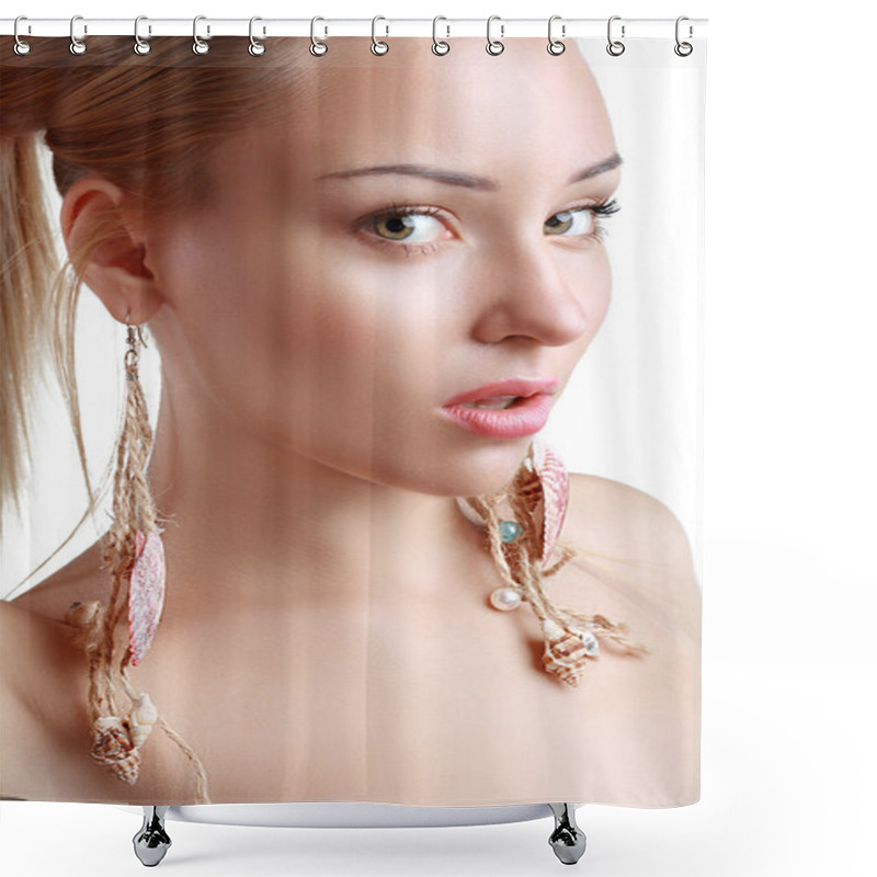 Personality  Peculiar Woman With Shell Earrings Shower Curtains