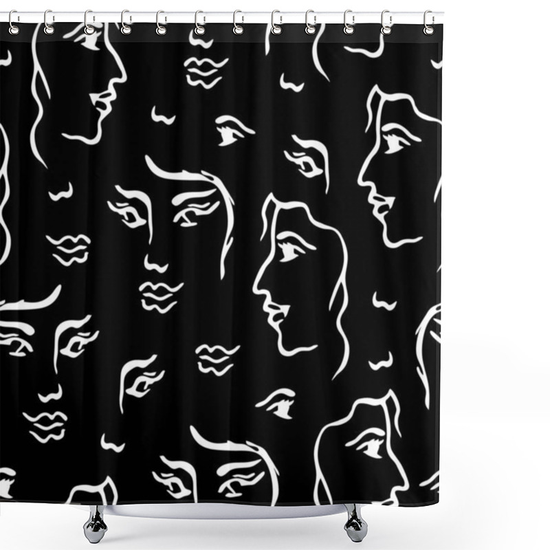 Personality  Women Faces On Contrast Background.  Shower Curtains