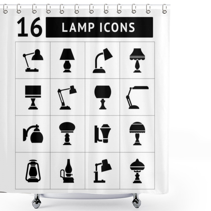 Personality  Set Icons Of Lamps Shower Curtains