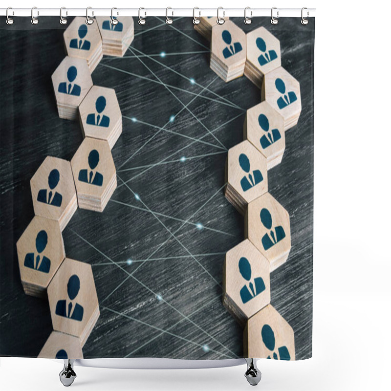 Personality  Communication Between Employees. Establishing Work With Different Teams And Groups Of People. Interdepartmental Communication. Cooperation And Decentralized Networking. Connections Links Shower Curtains