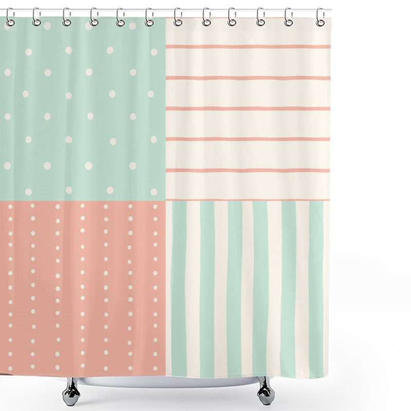 Personality  Set Of 4 Seamless Patterns. Shower Curtains