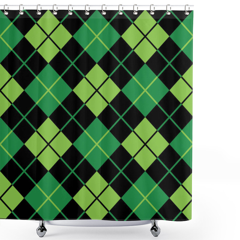 Personality  Seamless Background Graphic With Green Argyle Pattern Shower Curtains