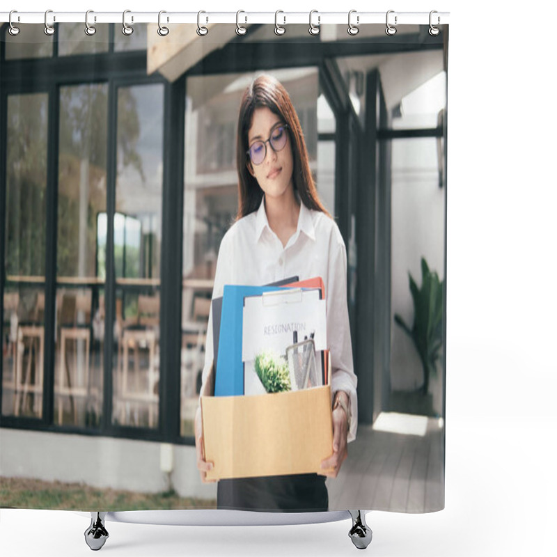 Personality  Business Change Of Job, Unemployment, Resigned Concept Shower Curtains