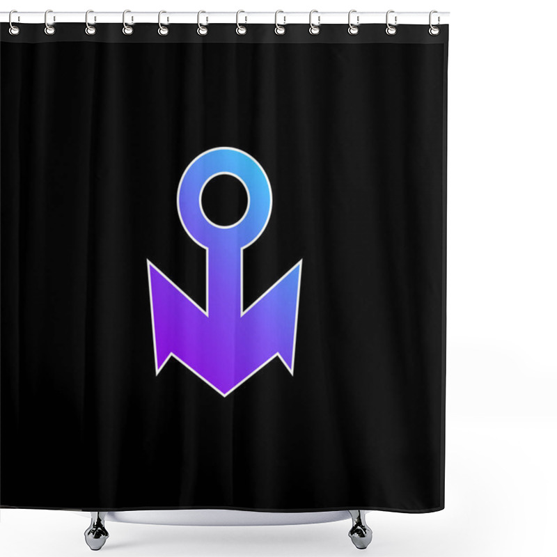 Personality  Boat Anchor Blue Gradient Vector Icon Shower Curtains