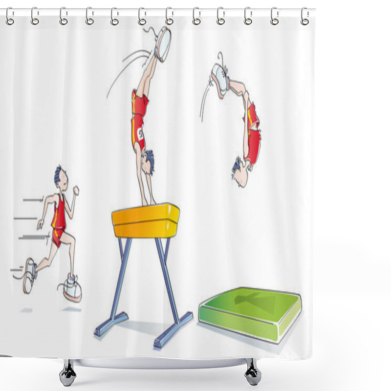 Personality  Funny Man Doing Gymnastics Shower Curtains