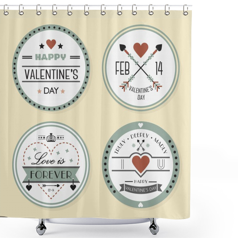 Personality  Valentine's Day And Romantic Badges Set Shower Curtains