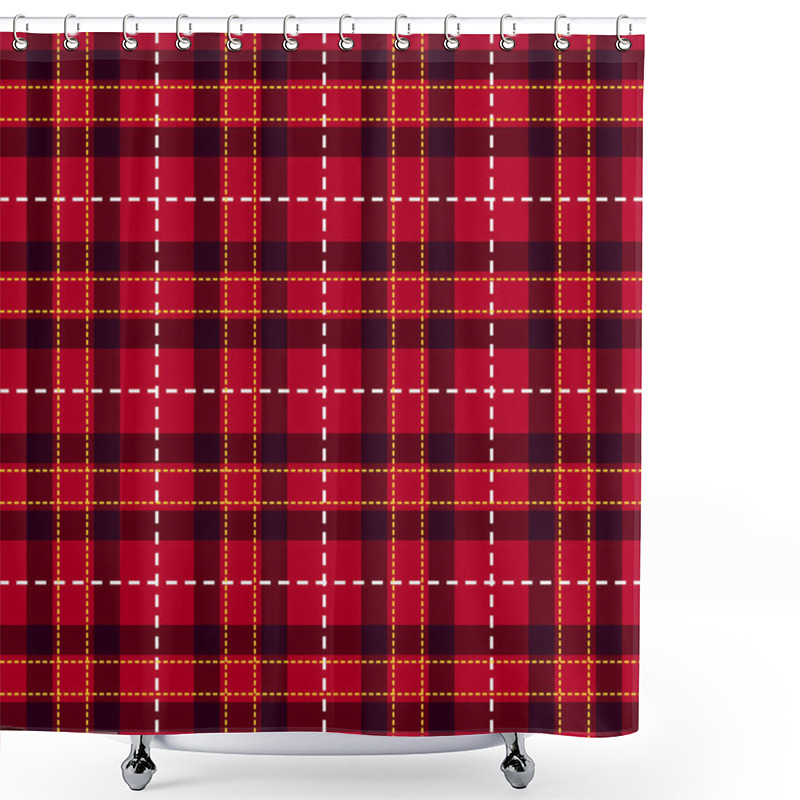 Personality  Red Tartan Plaid Material Background. Seamless Pattern, Vector Illustration Shower Curtains