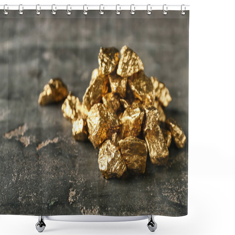 Personality  Gold Nuggets On Dark Background Shower Curtains