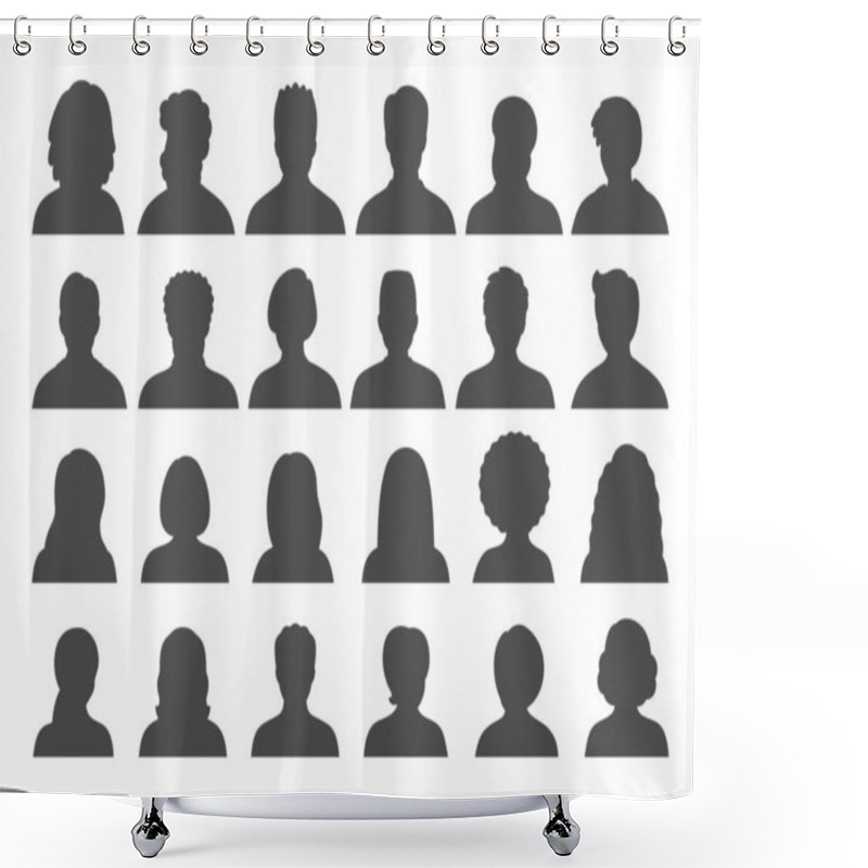 Personality  Set Of Persons, Avatars, People Heads Silhouettes. People Faces Social Network Icons Collection. Shower Curtains