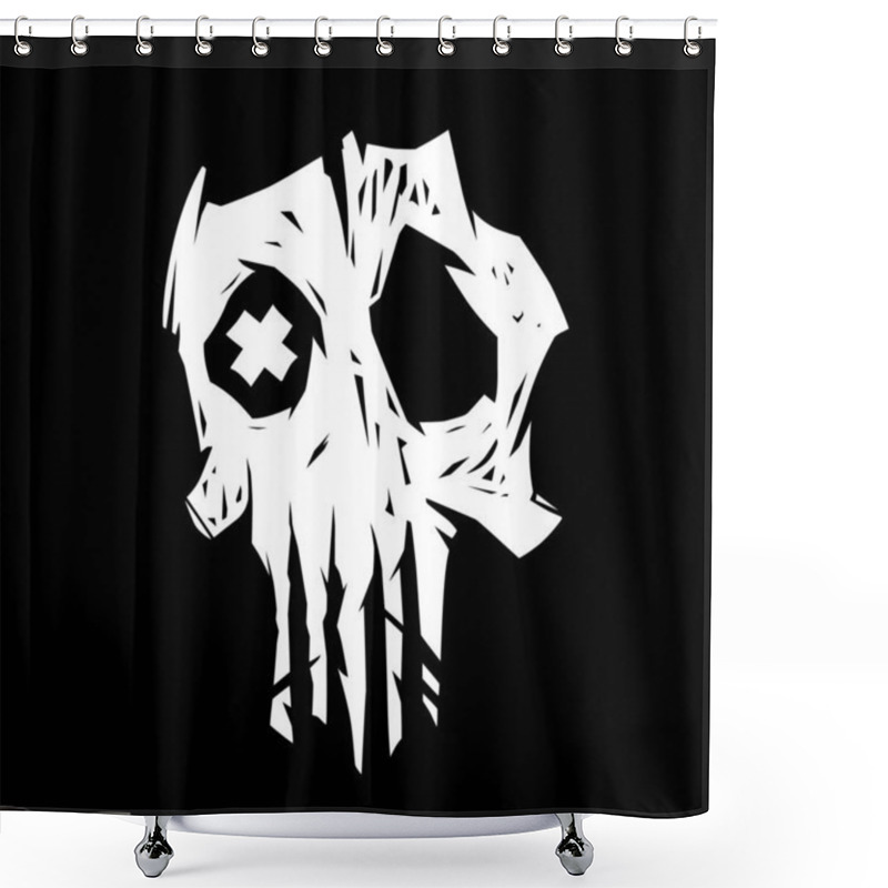 Personality  Scary Skull Logo Concept. Vector Illustration Shower Curtains