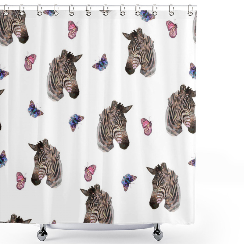 Personality  Zebra Heads, Bright Butterflies, Pattern Shower Curtains