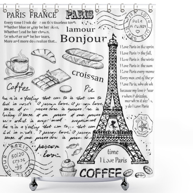 Personality  Paris Eiffel Tower Shower Curtains