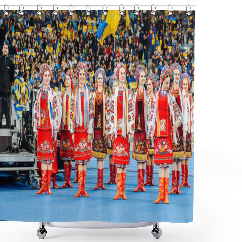 Personality  Kyiv, Ukraine - October 14, 2019: Beautiful Lady Singers Of Ukraine National Choir Before The Match Of Qualify Round Euro 2020 Ukraine Vs Portugal At The Olympic Stadium Shower Curtains