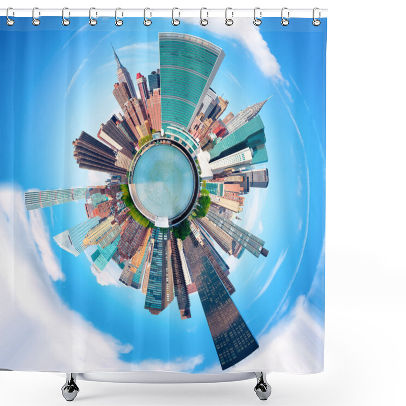 Personality  Circular Image Of The New York City Skyline Shower Curtains