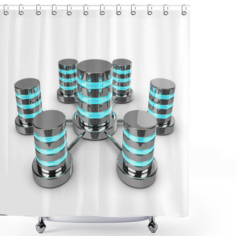 Personality  Connected 3d Databases Isolated On White Background Shower Curtains