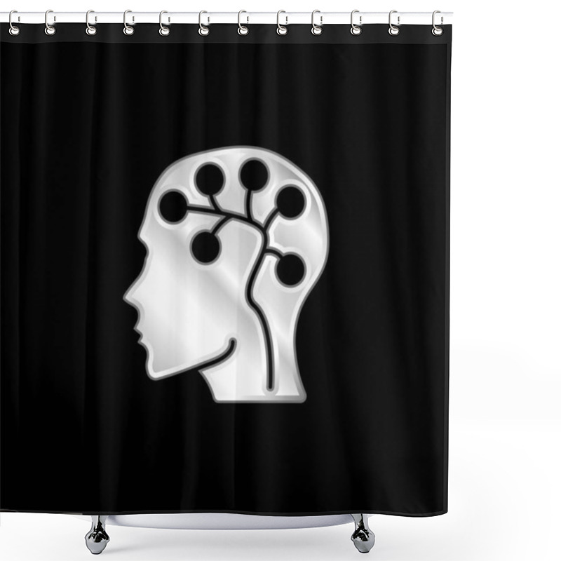 Personality  Brain Silver Plated Metallic Icon Shower Curtains