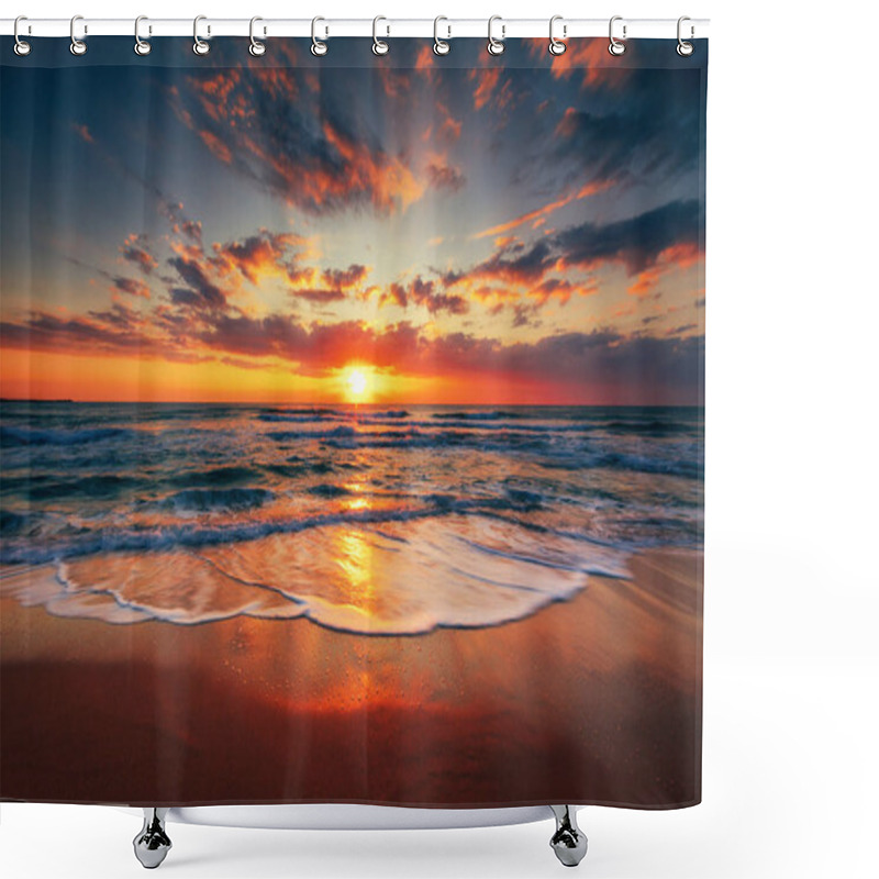 Personality  Beautiful Sunrise Over The Sea Shower Curtains