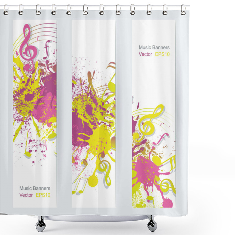 Personality  Music Notes Banner Design, Vector Illustration Shower Curtains