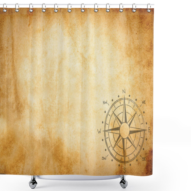 Personality  Parchment With Compass Rose Shower Curtains