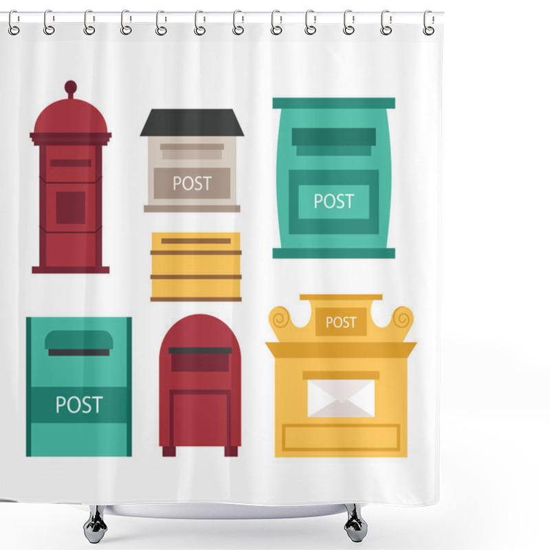 Personality  Post Mailbox Vector Set. Shower Curtains