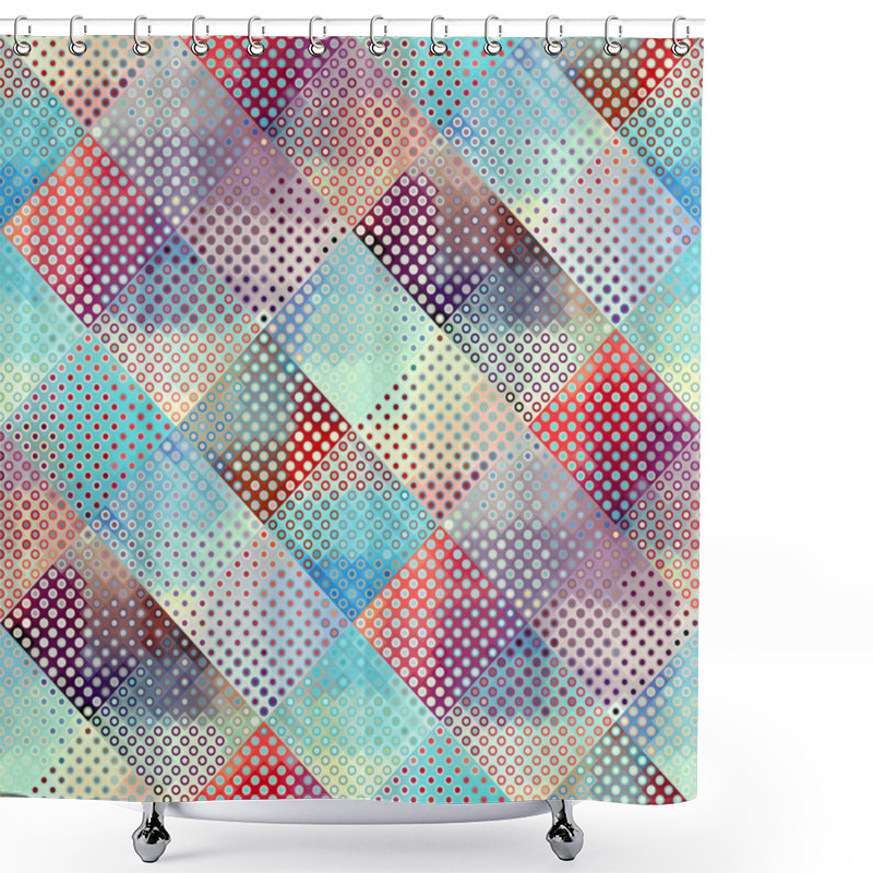 Personality  Geometric Abstract Pattern. Polka Dot Pattern On Low Poly Background. Shower Curtains