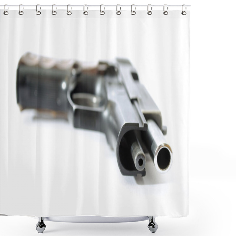 Personality  Gun On White Background Shower Curtains