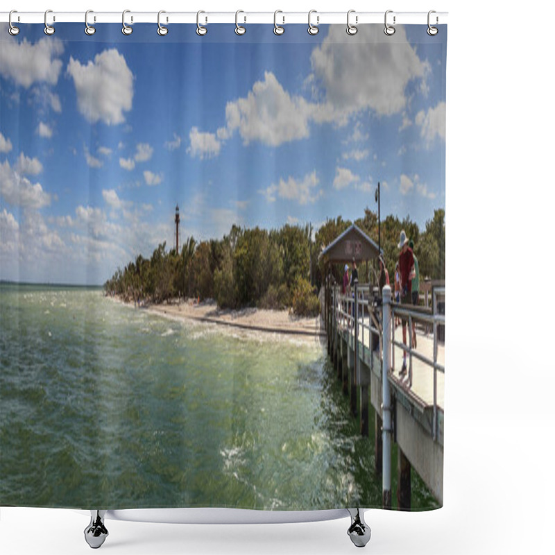 Personality  White Sand Leading To The Lighthouse At Lighthouse Beach Park In Sanibel, Florida Shower Curtains