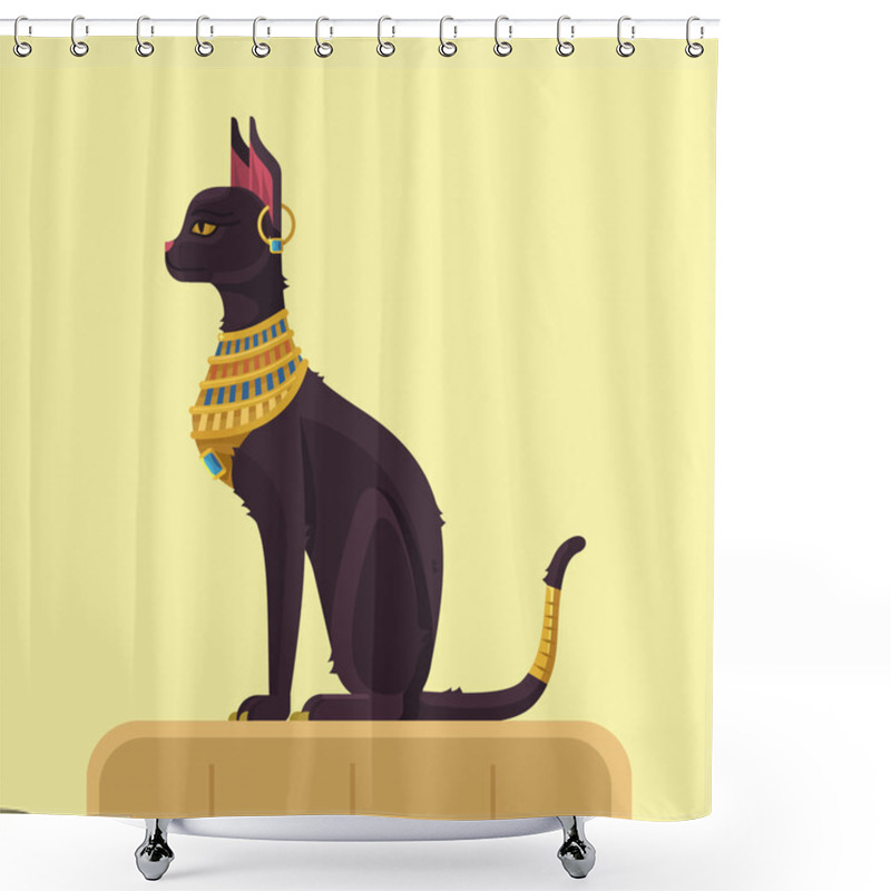 Personality  Egypt Cat. Vector Flat Illustration Shower Curtains