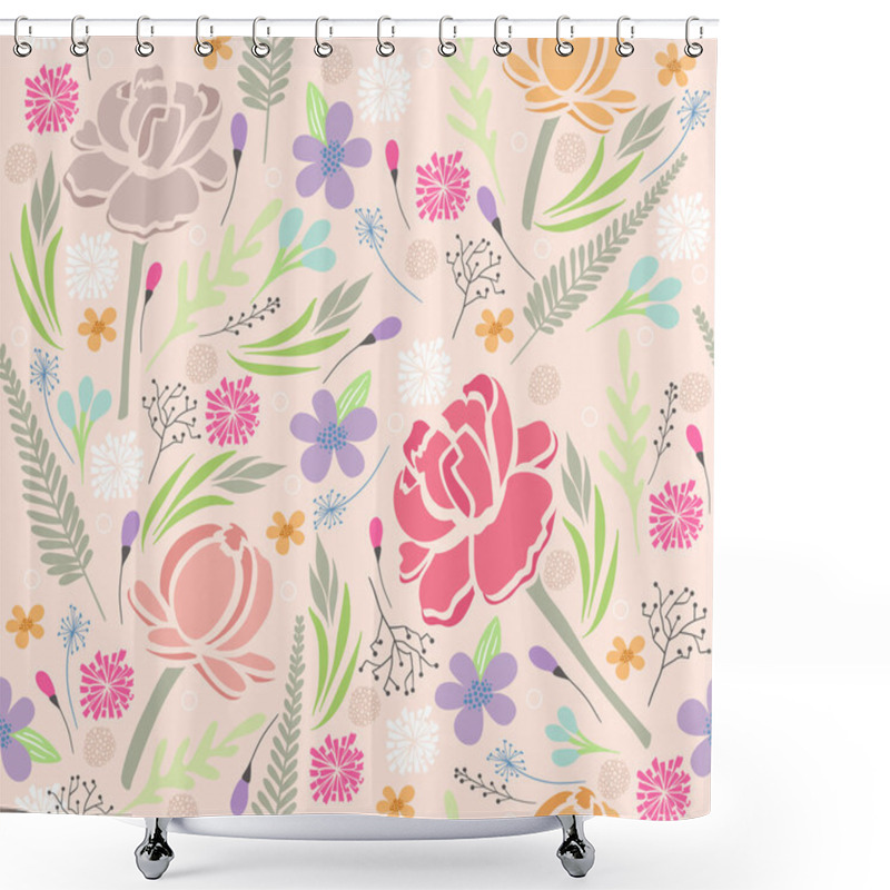 Personality  Seamless Floral Pattern. Background With Flowers And Leafs. Shower Curtains