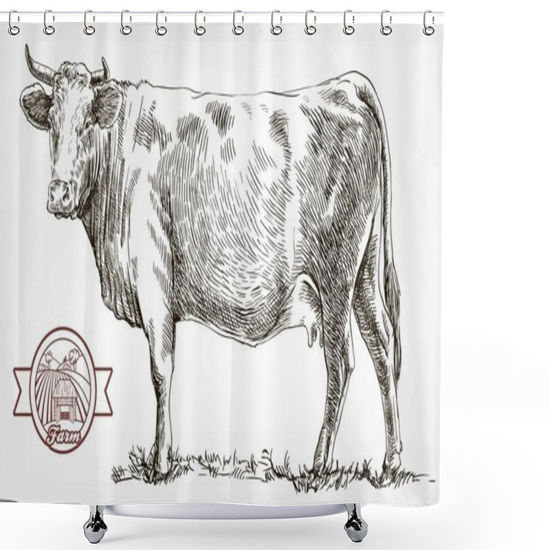 Personality  Breeding Cow. Animal Husbandry. Livestock Shower Curtains