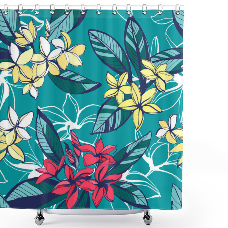 Personality  Tropical Floral Summer Seamless Pattern With Plumeria Flowers Wi Shower Curtains