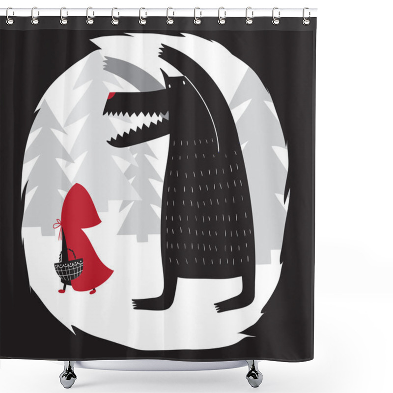 Personality  Red Riding Hood And Wolf Shower Curtains