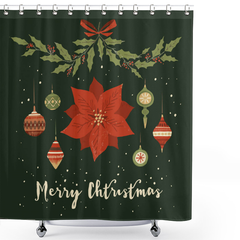 Personality  Christmas Decorations, Borders, Garland, Elements. Hand-drawn Illustration. Shower Curtains