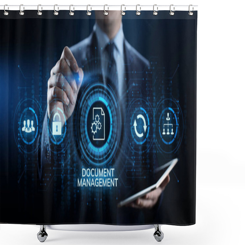 Personality  Document Management System Digital Right Management Business Technology Concept. Shower Curtains