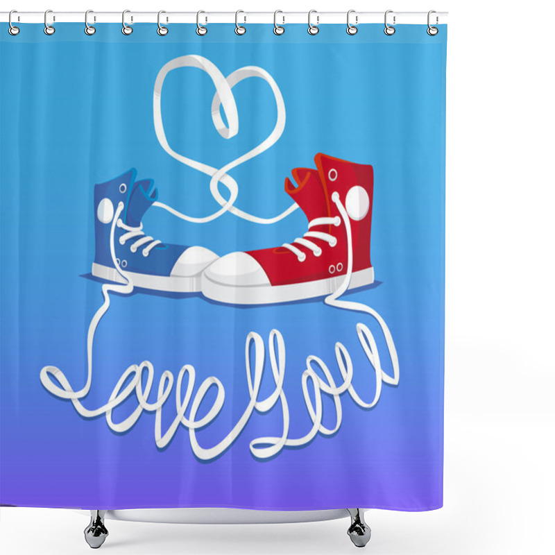 Personality  Hipster Shoes With Sign Love You Shower Curtains