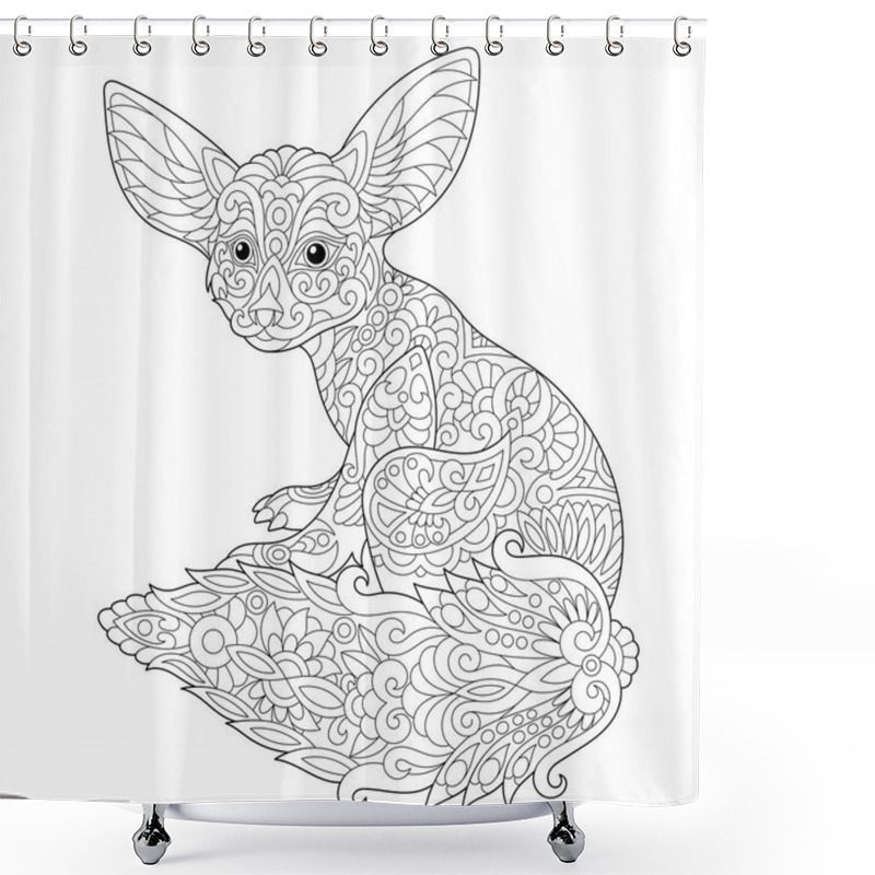 Personality  Zentangle Stylized Fennec Fox Shower Curtains