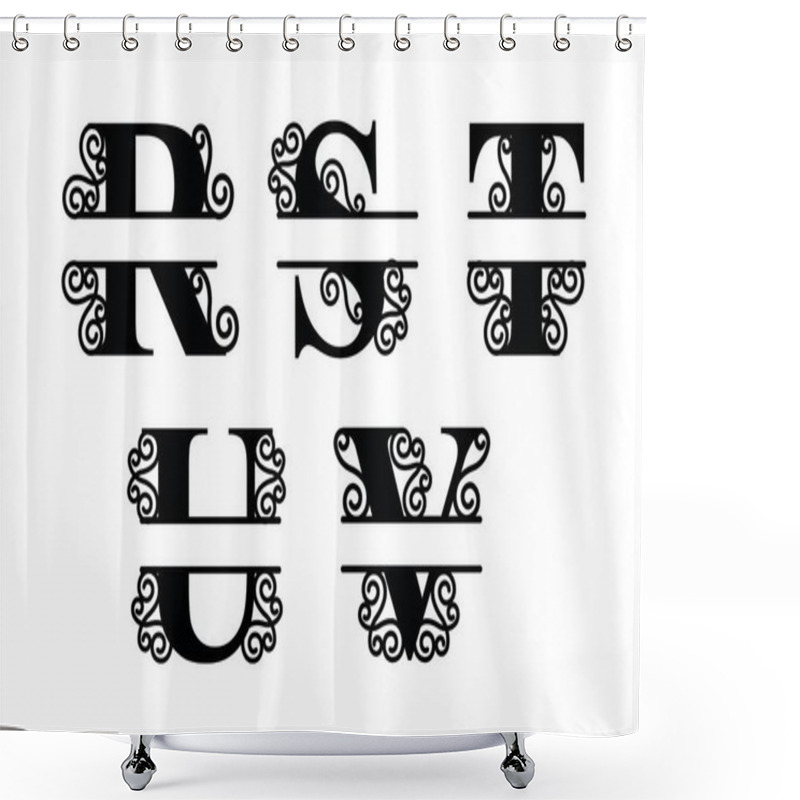 Personality  Alphabet Split Monogram, Split Letter Monogram, Alphabet Frame Font. Laser Cut Template. Initial Monogram Letters. Shower Curtains