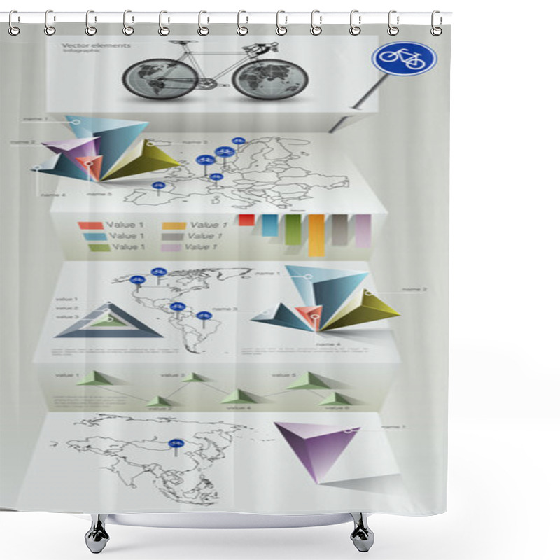 Personality  Paper Origami Infographic Elements Shower Curtains