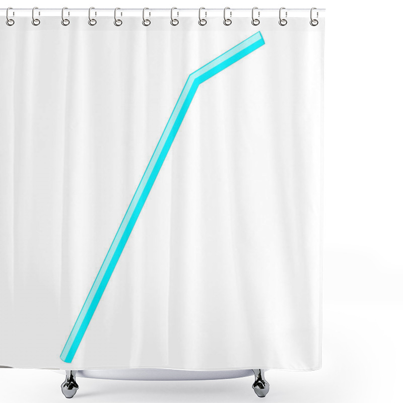 Personality  Drinking Turquoise Plastic Straw. Hand Drawn Illustration. Plastic Decoration For Summer Refresh Cocktails, Drinks, Beverages, Parties. Relax, Vacations, Parties, Nightlife Concept. Shower Curtains