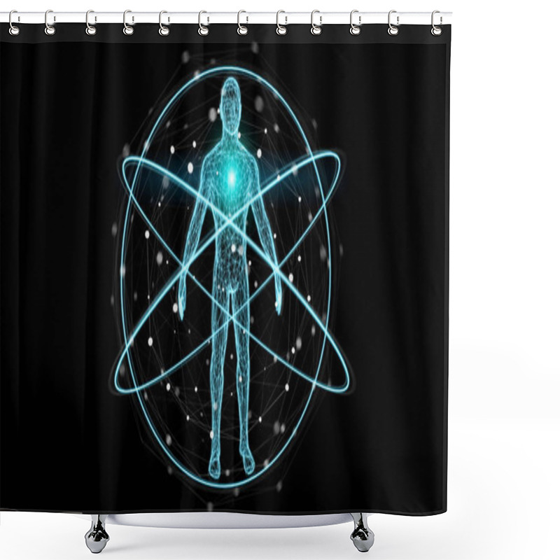 Personality  Digital X-ray Human Body Scan Background Interface 3D Rendering Shower Curtains